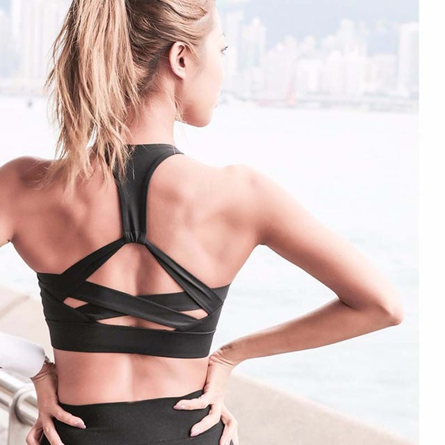 The Sandra White Strap Push Up Sports Bra