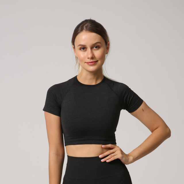 The Emily Yoga Shirt Short Sleeve Crop Top