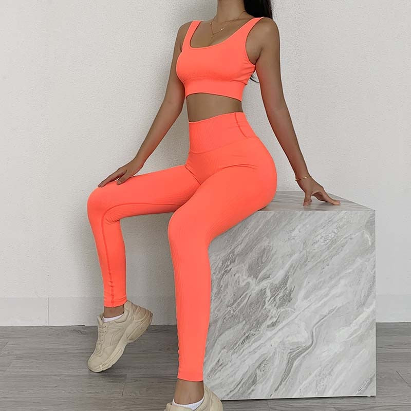 The Everyday 2 Piece Set Ribbed and Seamless High Waist Sports Leggings and bra for Women