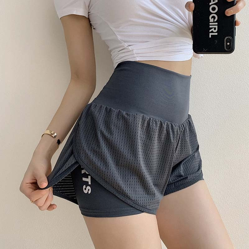 Women Mesh High Waist Running Shorts