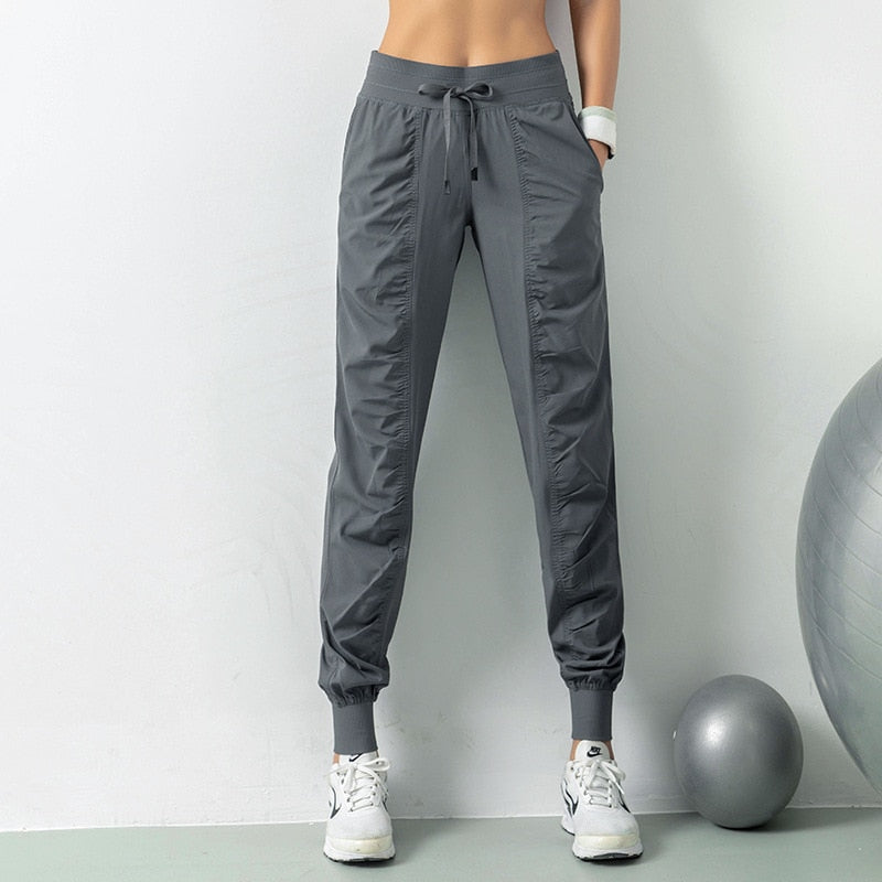 Fabric Drawstring Running Joggers for Women