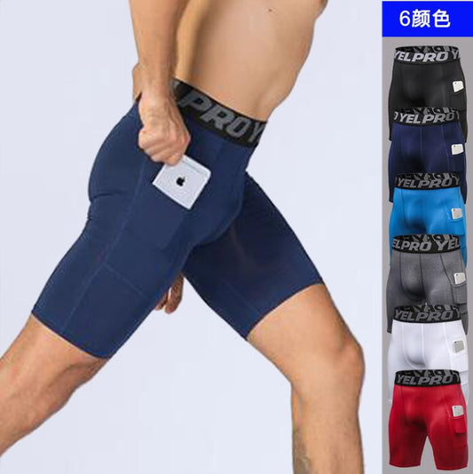 Brand New Fitness Men's Sportswear Gyms Compression Secure Pocket Shorts Quick Dry