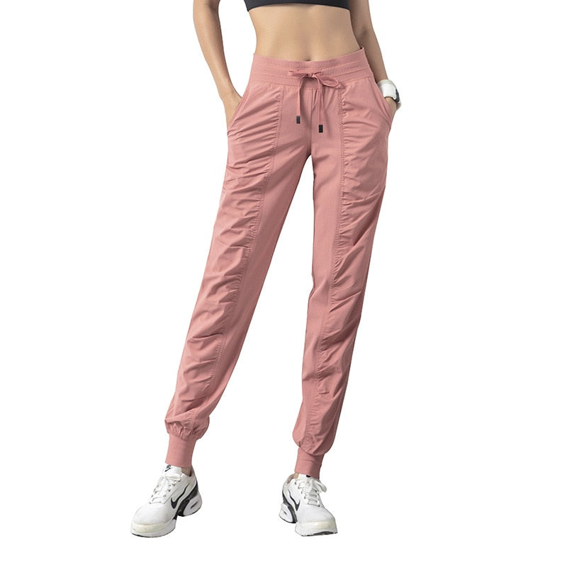 Fabric Drawstring Running Joggers for Women